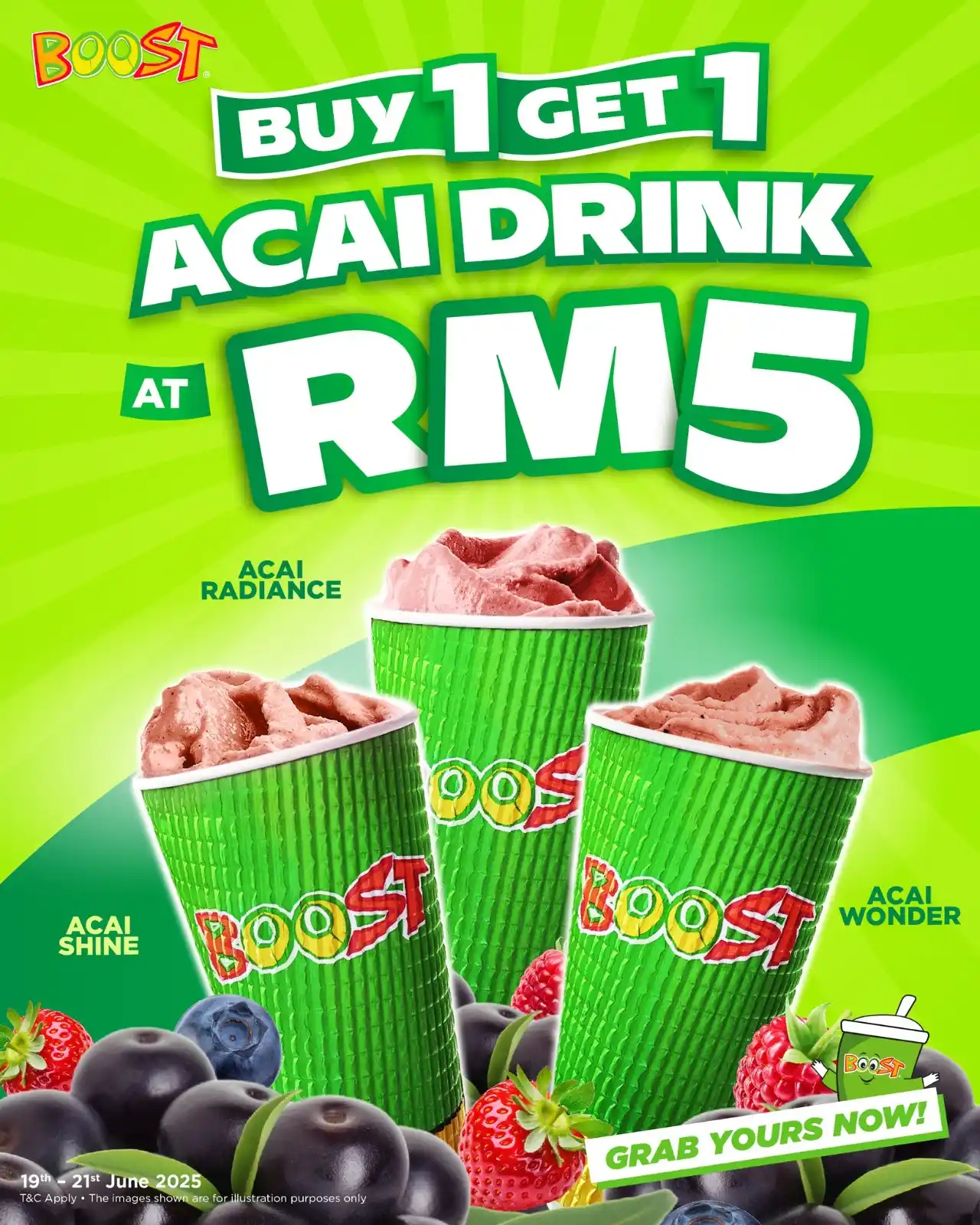 Image from Syioknya: Boost Juice Acai Promotion: Buy 1 Get 1 at RM5 (19-21 June 2025) View ...