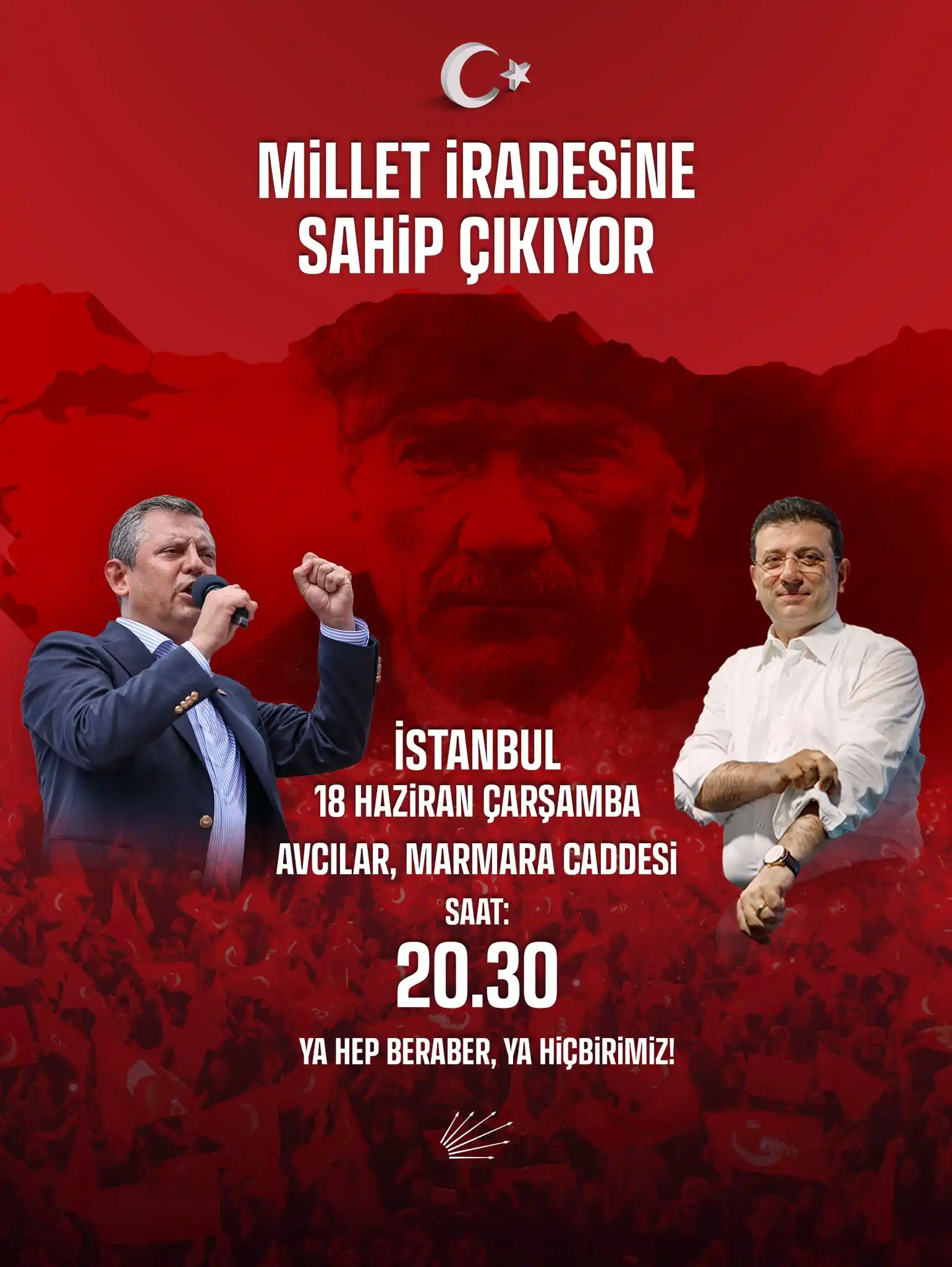Image from CHP: Bu meydanlar doldukça; millet iradesine, Cumhurbaşkanı adayımız Ekrem ...