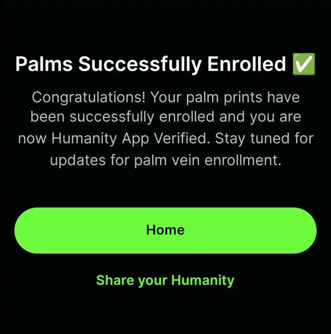 Image from CRYPTO AIRDROP: Complete your humanity protocol palm verification.  Download the human...