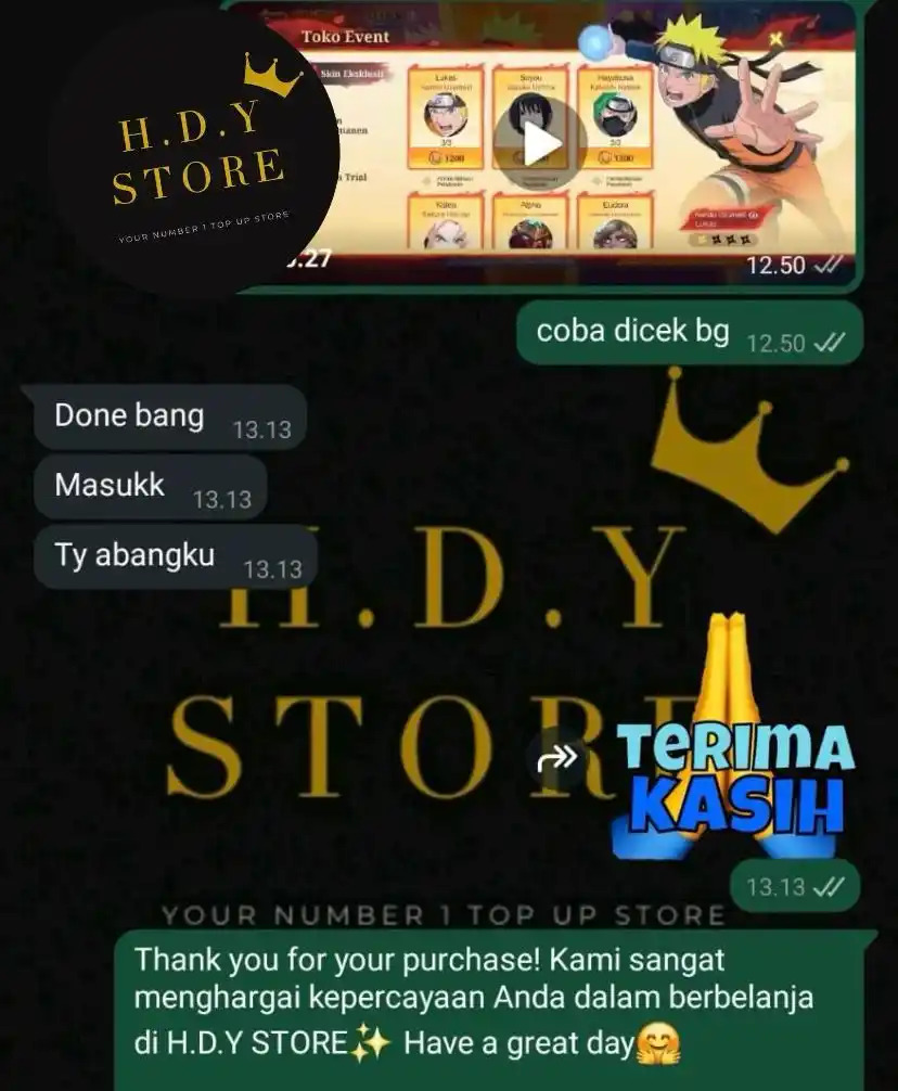 Image from TESTI BY H.D.Y STORE: _DETAIL TRANSAKSI_ *PRODUK : GIFTSKIN KAKASHI NARUTO* *TANGGAL : 17...