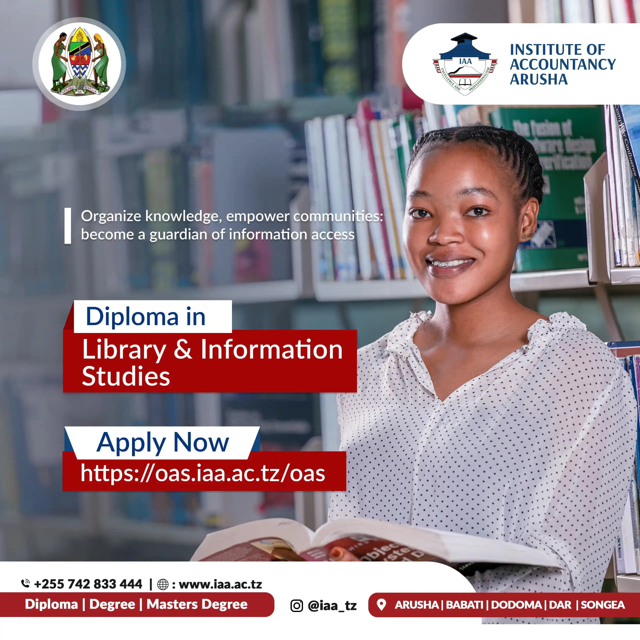 Image from IAA Tanzania: DIPLOMA IN LIBRARY AND INFORMATION STUDIES ➡️ Maktaba ni muhimili mku...