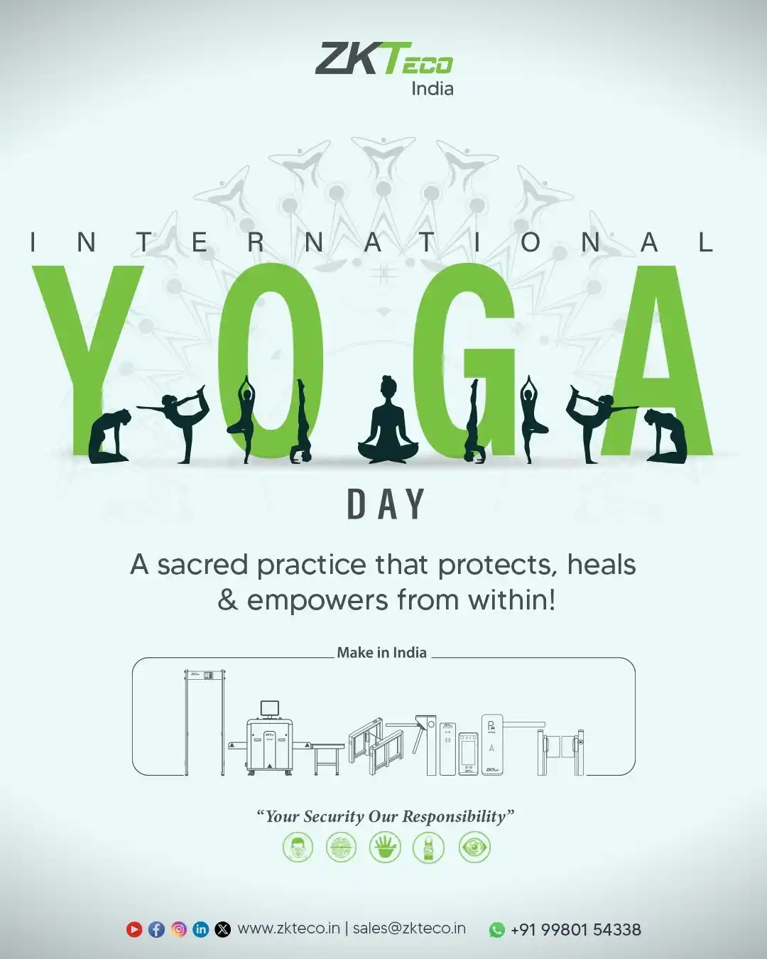 Image from ZKTeco India: Embrace the transformative journey of yoga, where the body is protecte...