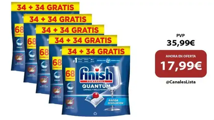 Image from Ofertas Aliexpress 🇨🇳: 🎁 Finish Powerball Quantum – 136 o 340 Pastillas para Lavavajillas, L...