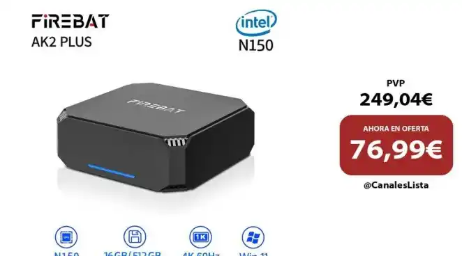 Image from Ofertas Aliexpress 🇨🇳: 🎁 FIREBAT AK2 PLUS MiniPC Intel N100 de doble banda WiFi5 BT4.2 16GB ...