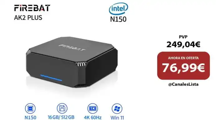 Image from Ofertas Aliexpress 🇨🇳: 🎁 FIREBAT AK2 PLUS MiniPC Intel N100 de doble banda WiFi5 BT4.2 16GB ...