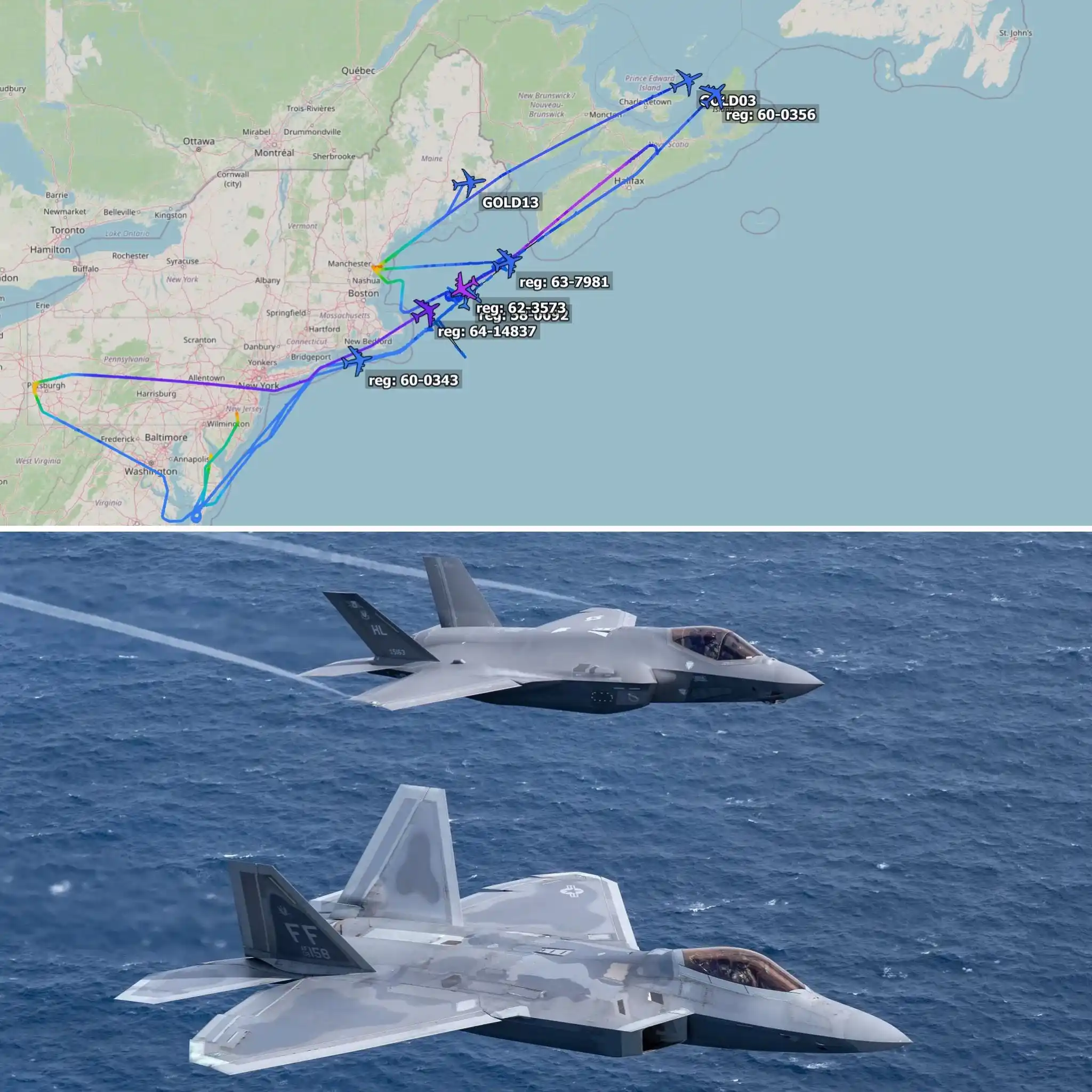 Image from Air Plus News : 🔴 [ Guerre Proche-Orient ]  Douze F-22 Raptors de la base aérienne am...
