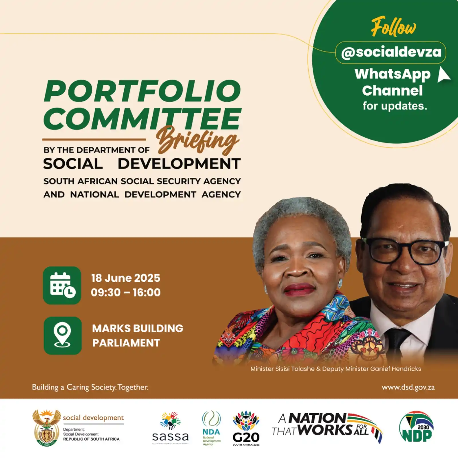 Image from socialdevza: *📍 Happening Today | Parliament* The Department of Social Developmen...