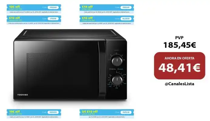 Image from Ofertas Aliexpress 🇨🇳: 🎁 Horno microondas Toshiba con función Crispy Grill y combinación, 5 ...