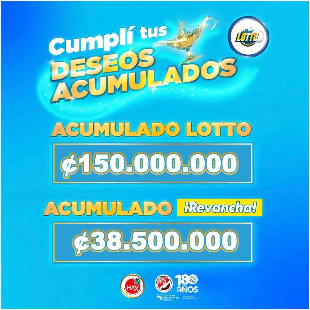 Image from Junta de Protección Social: 🎯 Hoy cumplí tus deseos acumulados con Lotto. 🎯 Por ¢1.000 colones ...