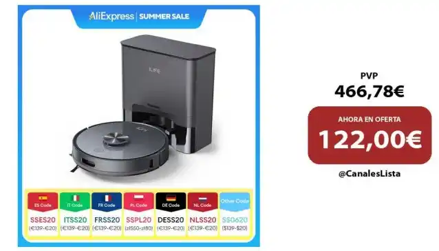 Image from Ofertas Aliexpress 🇨🇳: 🎁 ILIFE-Robot aspirador T20S LDS, 5000 Pa, base vacía automática, 60 ...