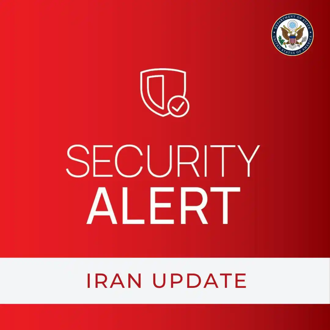 Image from U.S. Department of State - Security Updates for U.S. Citizens: Iran: Airspace remains closed due to hostilities with Israel.  Leave I...