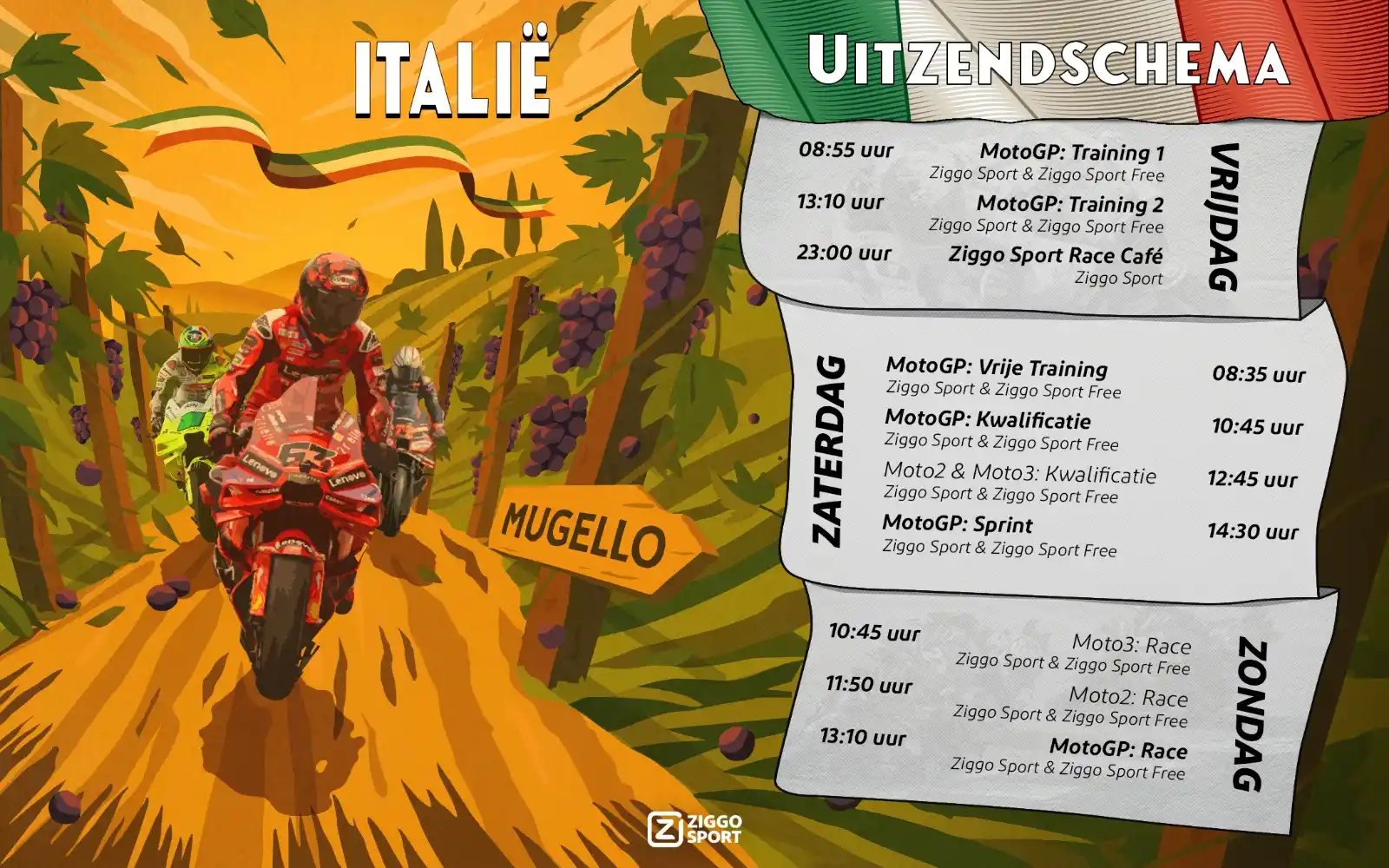 Image from Ziggo Sport: Italia, 𝐈𝐓𝐀𝐋𝐈𝐀! 🎶🇮🇹 De generale repetitie voordat het motorsp...