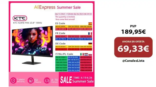 Image from Ofertas Aliexpress 🇨🇳: 🎁 Monitor de juegos KTC H24T09P versión mejorada, 2025 ", 23,8Hz, 190...