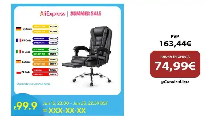 Image from Ofertas Aliexpress 🇨🇳: 🎁 Naspaluro-Silla de oficina ejecutiva con reposapiés, silla de escri...