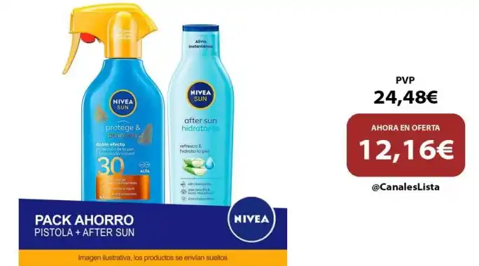 Image from Ofertas Aliexpress 🇨🇳: 🎁 NIVEA SUN Pack ahorro protector solar - Contiene crema solar y afte...