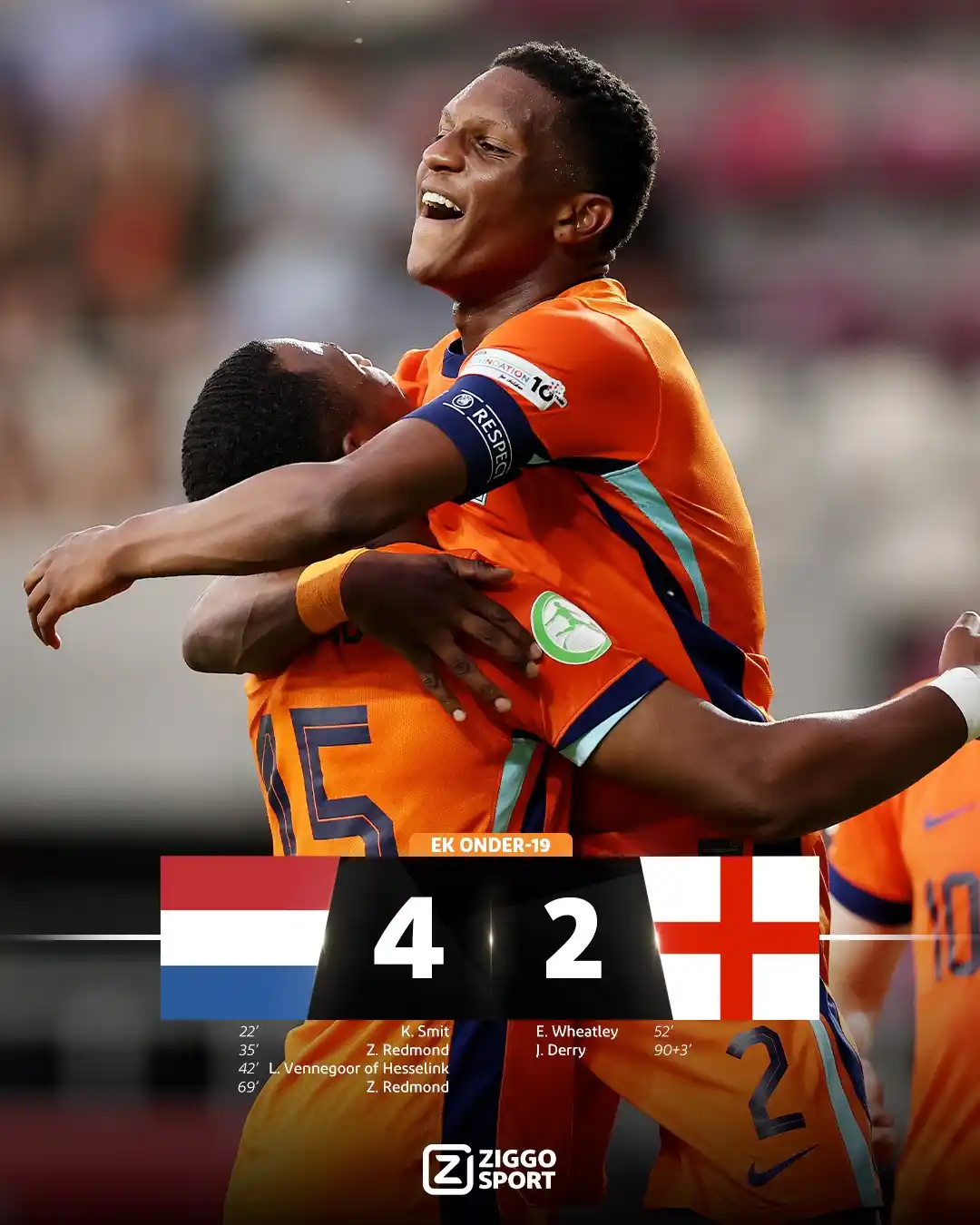 Image from Ziggo Sport: Oranje onder-19 is oppermachtig! 🧡 Ook Engeland wordt aan de kant gez...