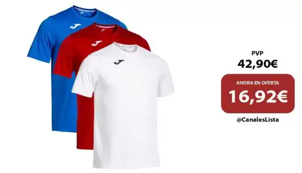 Image from Ofertas Aliexpress 🇨🇳: 🎁 Pack de 3 Camisetas M/C Hombre Joma 100052 Blanco, Rojo y Royal Tra...