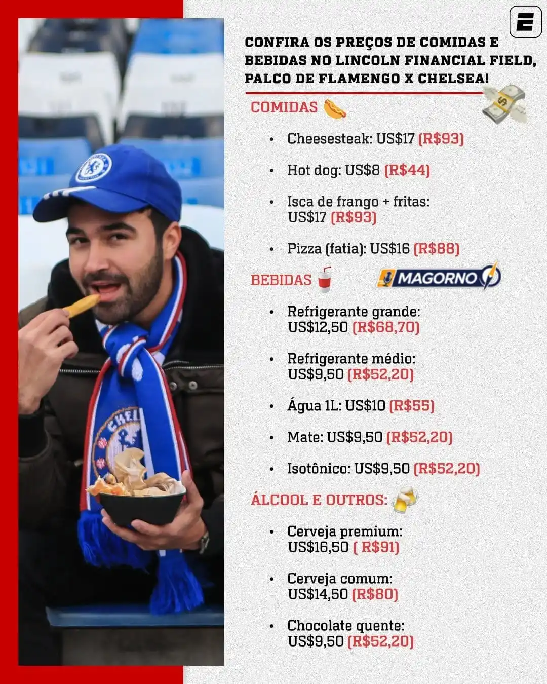 Image from MAGORNO SPORTS: *_PREÇOS DAS COMIDAS NO ESTÁDIO ENTRE FLAMENGO X CHELSEA PELA COPA DO ...