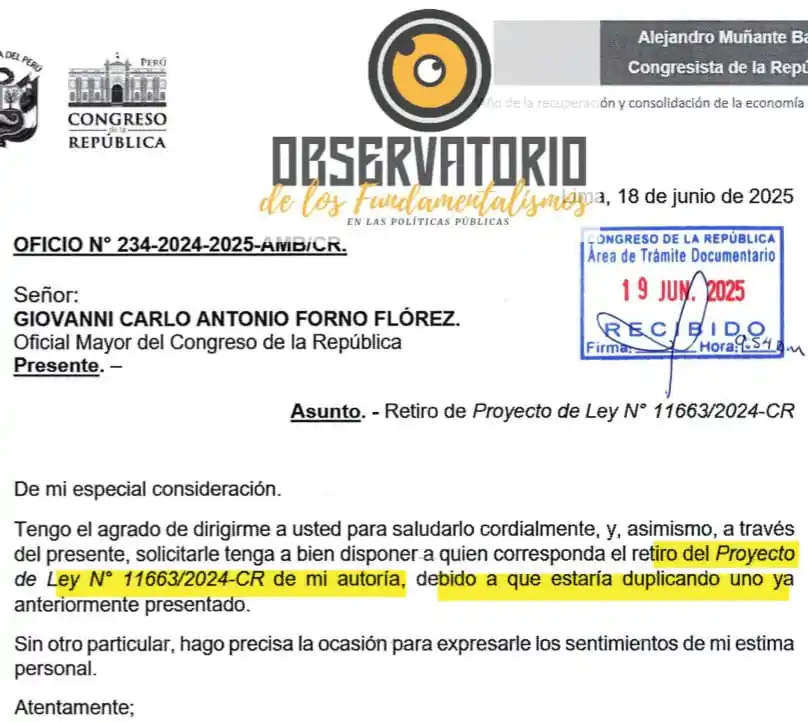 Image from Observatorio de los Fundamentalismos: ¿Qué pasó congresista Muñante? No tiene coordinación con su equipo de ...