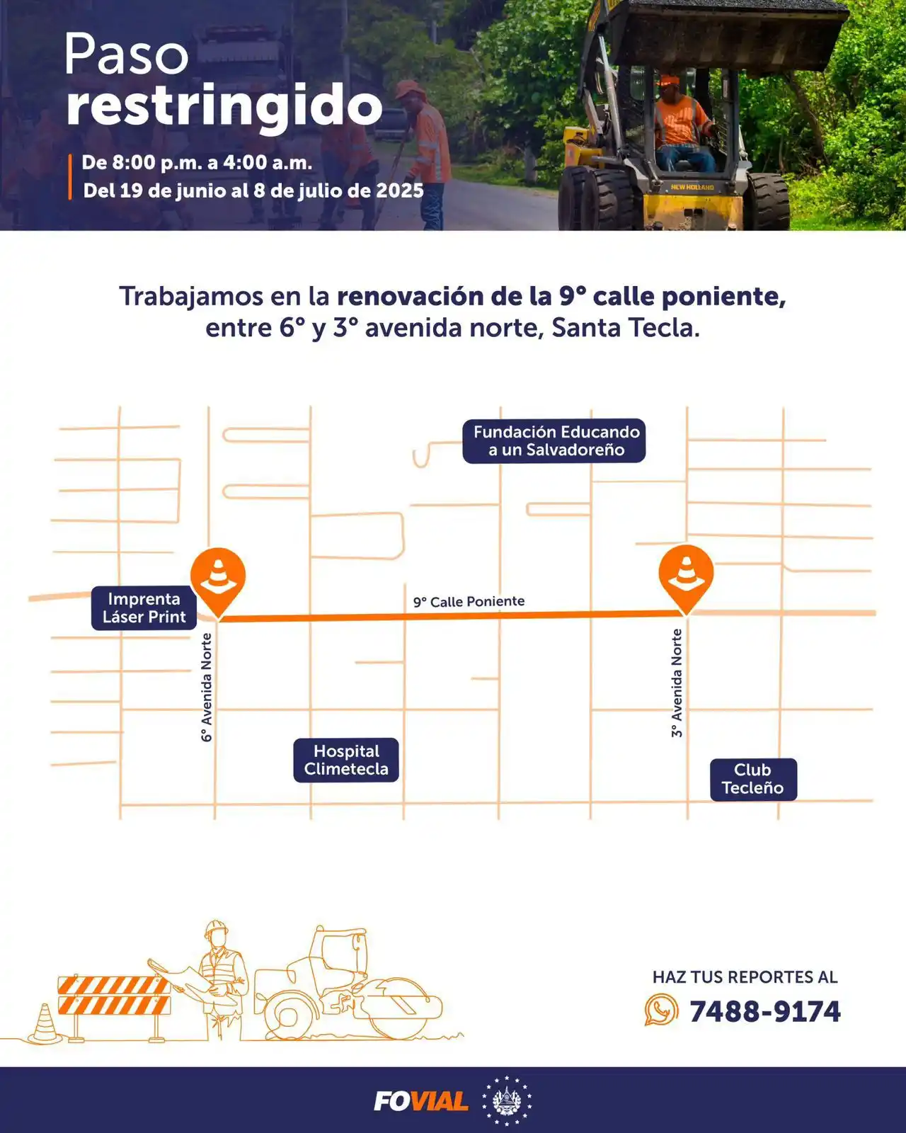 Image from NotiAccidentes SV 🇸🇻: Trabajos de renovación de la 9ª calle poniente, entre 6ª y 3ª avenida ...