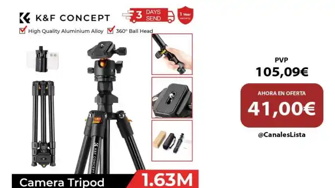 Image from Ofertas Aliexpress 🇨🇳: 🎁 Trípode de viaje para cámara portátil K & F Concept, trípode Vlog F...