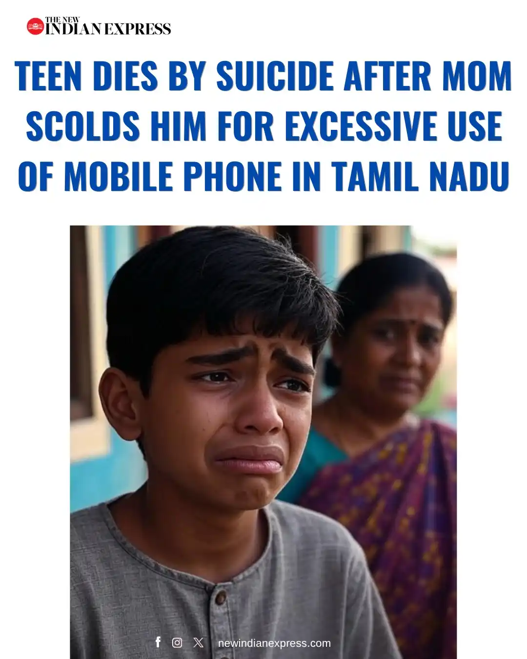 Image from The New Indian Express: A 13-year-old boy died by suicide after he was allegedly scolded by hi...