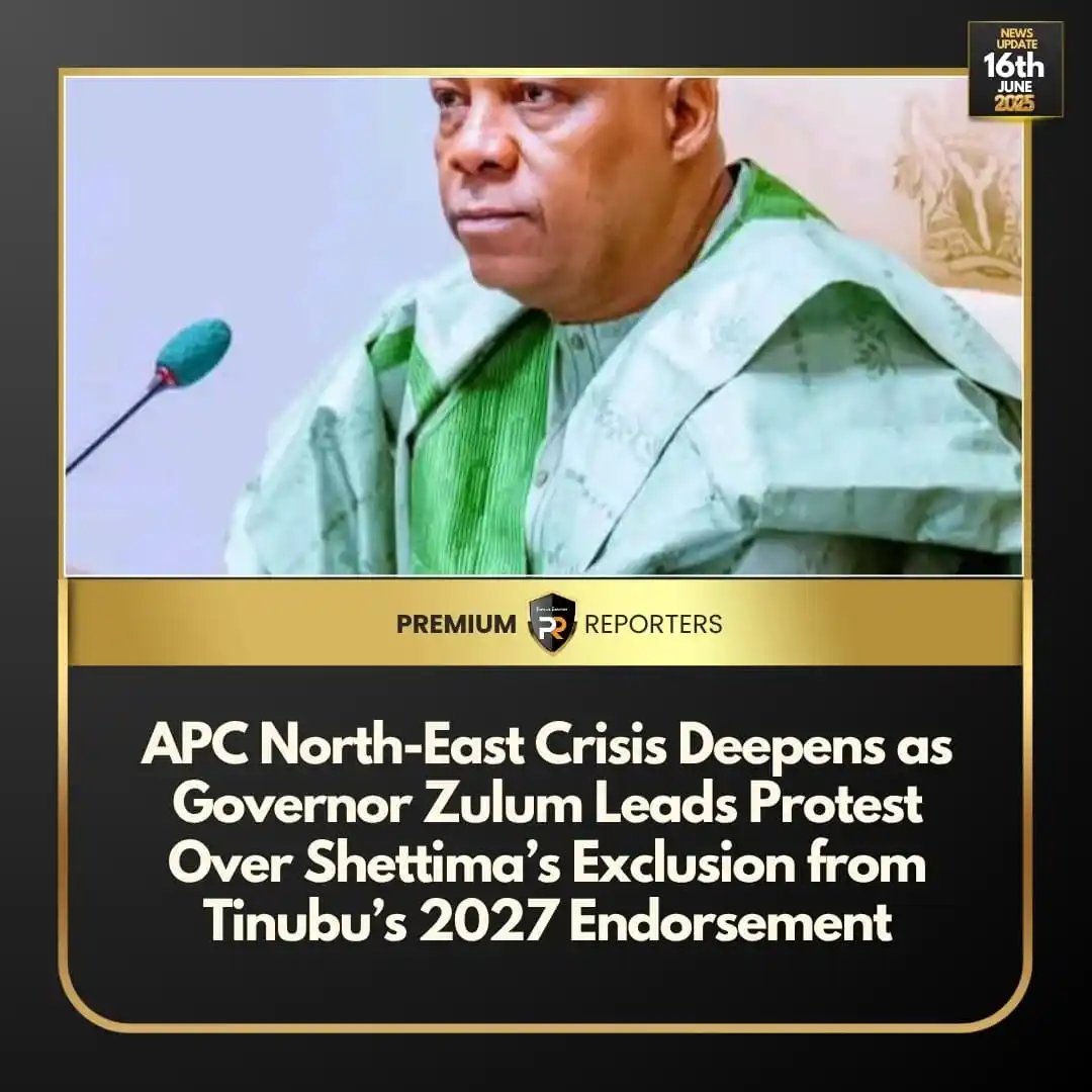 Image from Premium Reporters: *APC North-East Crisis Deepens as Governor Zulum Leads Protest Over Sh...