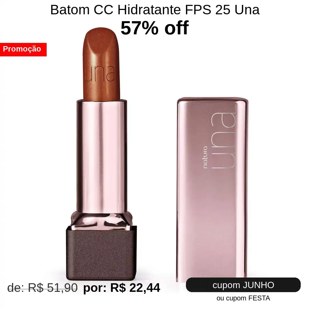 Image from 🛍 Adoramos Descontos 🛒Helium Marcos VIP: 🛍 *Batom CC Hidratante FPS 25 Una - 57% OFF!* 💵 de ~R$ 51,90~ *| Por...
