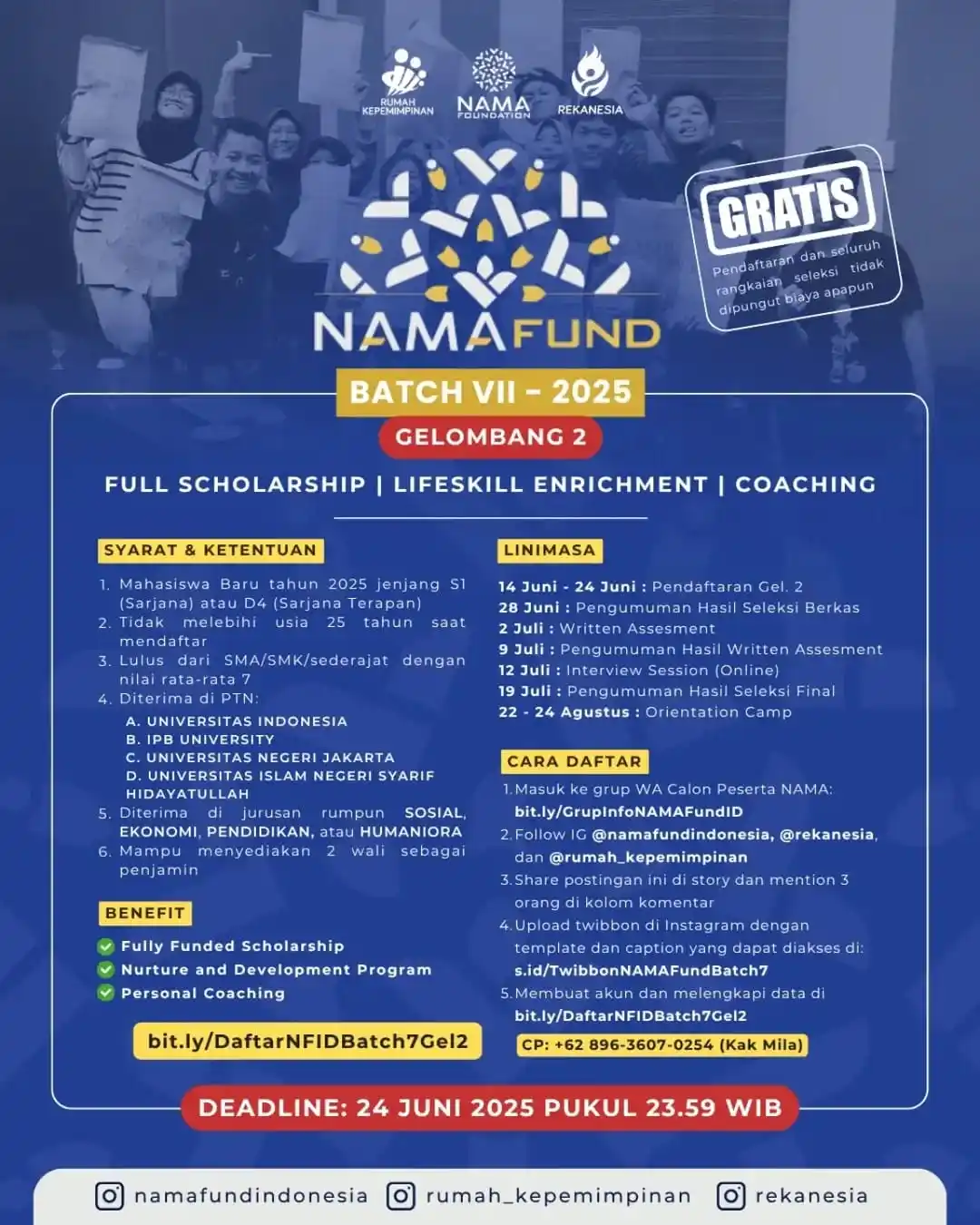 Image from berceuramah: *📢 Beasiswa Nama Fund Indonesia⭐‼️* *📍link pendaftaran :* * bit.ly/...