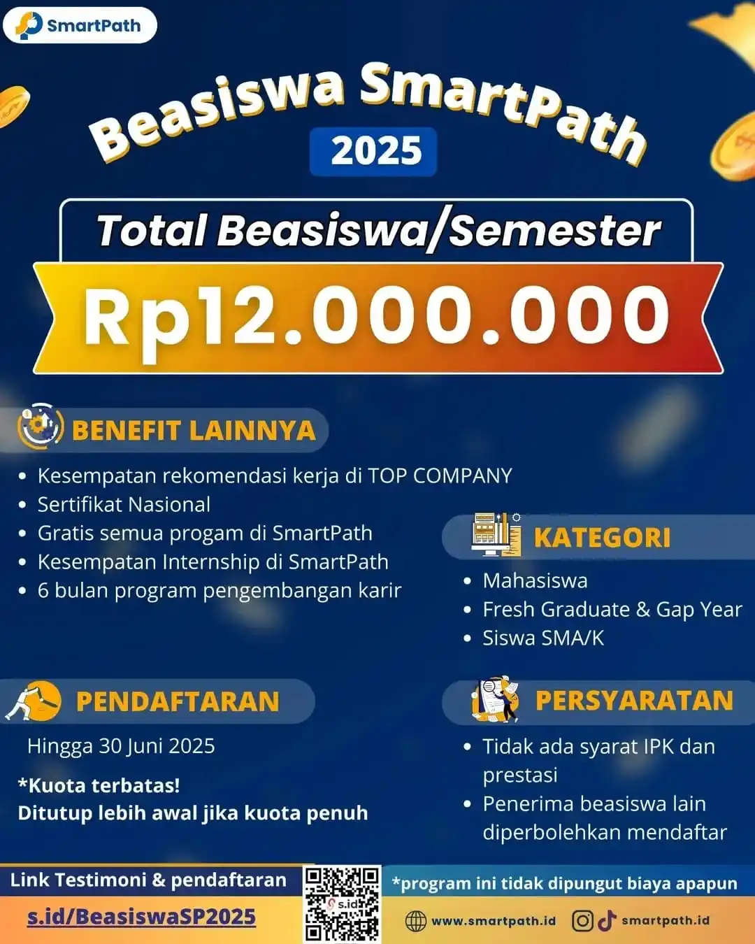Image from berceuramah: *📢 Beasiswa SmarthPath 2025⭐‼️* *📍link pendaftaran :* * https://s.i...