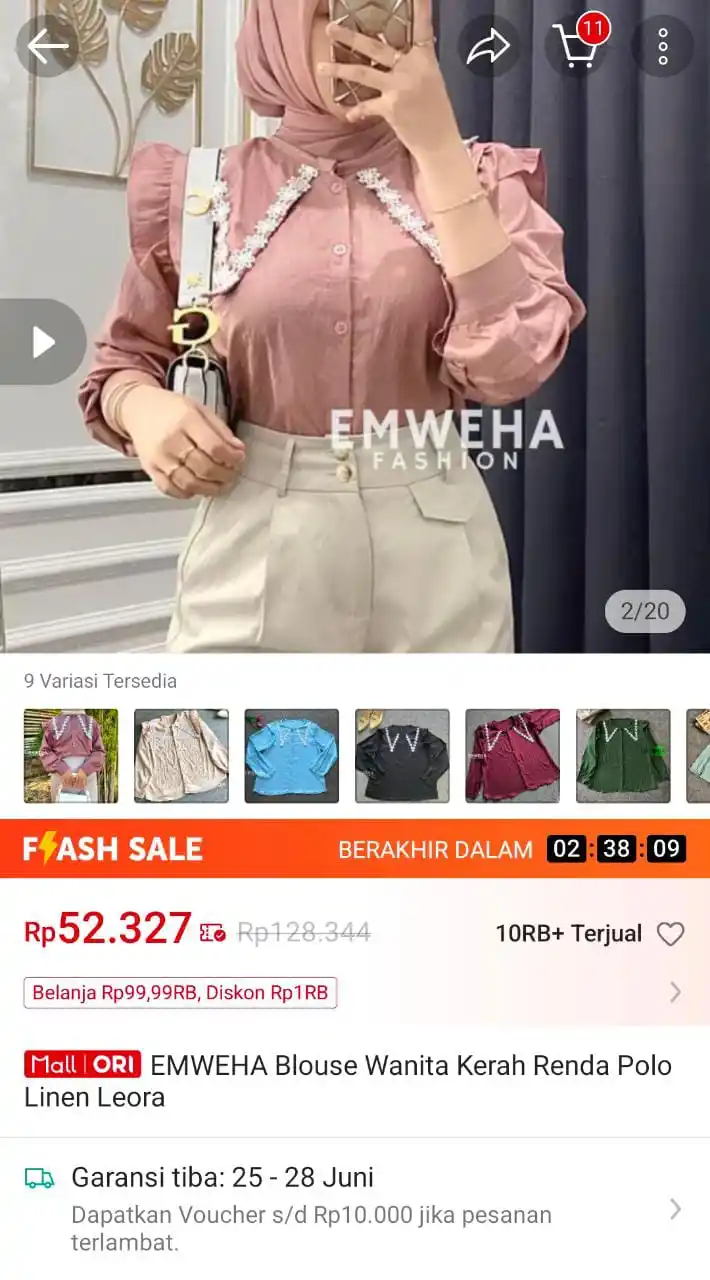 Image from Racun Promo Shopee 🧡: Blouse kerah linen leora https://s.shopee.co.id/9AD2TuRYlF?share_chann...