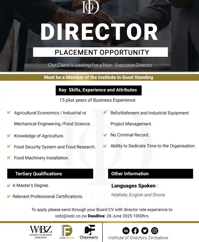 Image from Opportunities In Zimbabwe And Beyond: Calling all seasoned Directors! A prestigious opportunity to serve as ...