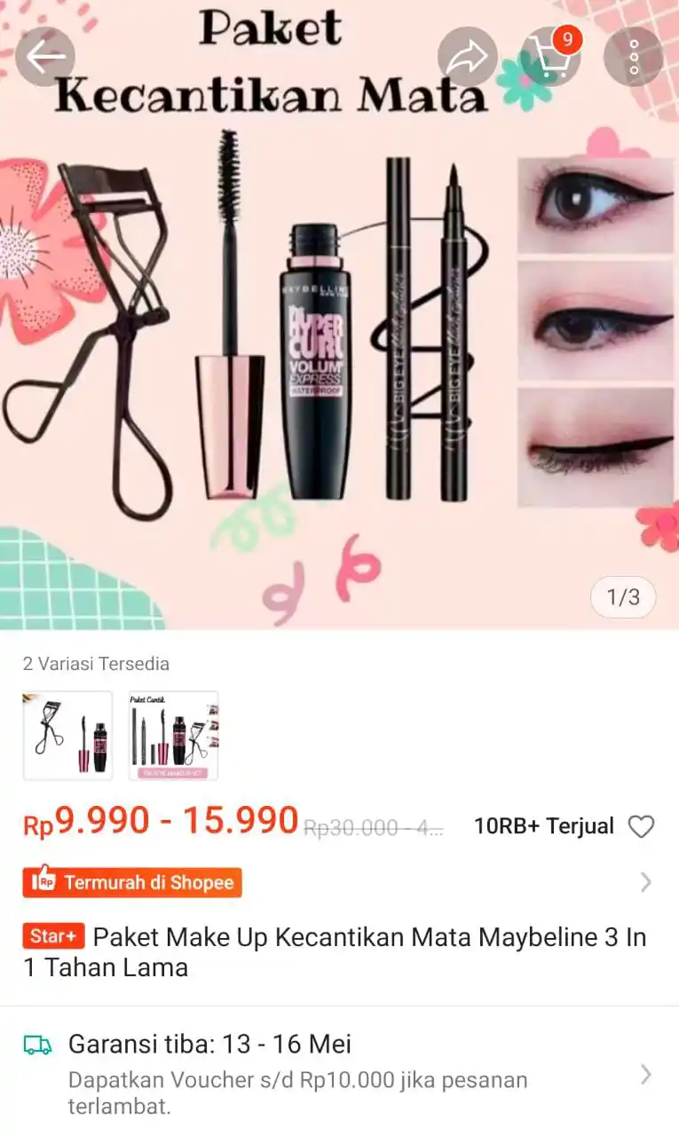 Image from Racun Promo Shopee 🧡: Cepeet paket make up kecantikan mata maybeline 3 in 1  https://s.shope...