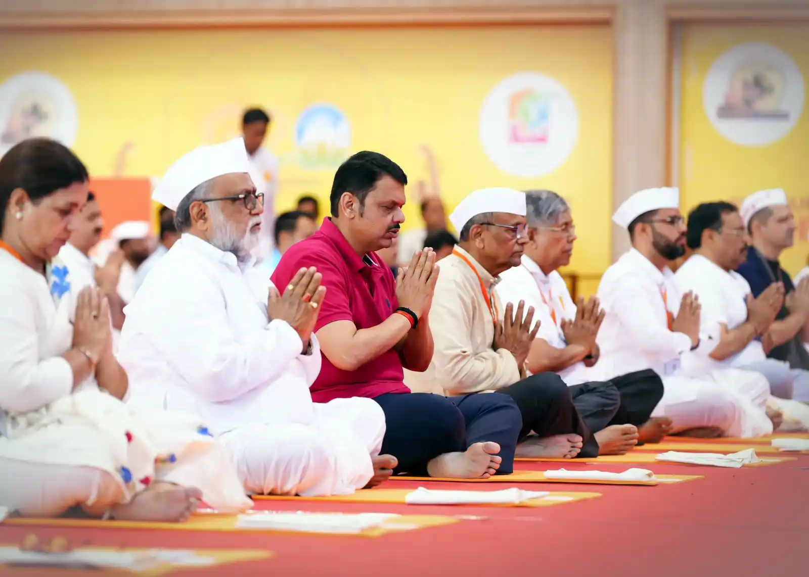 Image from Devendra Fadnavis: *CMO Maharashtra Tweets:* Yoga for One Earth, One Health... 🧘CM Dev...