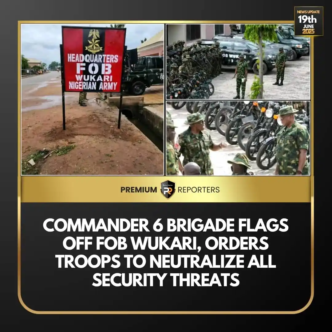 Image from Premium Reporters: *COMMANDER 6 BRIGADE FLAGS OFF FOB WUKARI, ORDERS TROOPS TO NEUTRALIZE...