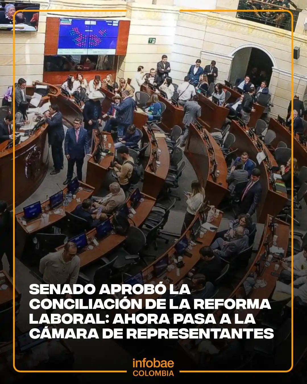 Image from Infobae Colombia: 🧐Con 59 votos a favor y 16 en contra, el Congreso avaló el proyecto q...