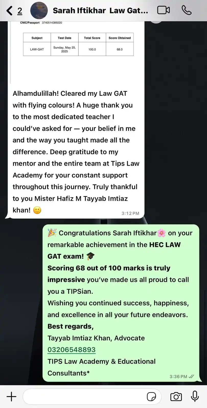 Image from TIPS LAW ACADEMY AND EDUCATIONAL CONSULTANTS: Congratulations Sarah! 🌸 All praise to Allah Almighty — we’re proud t...