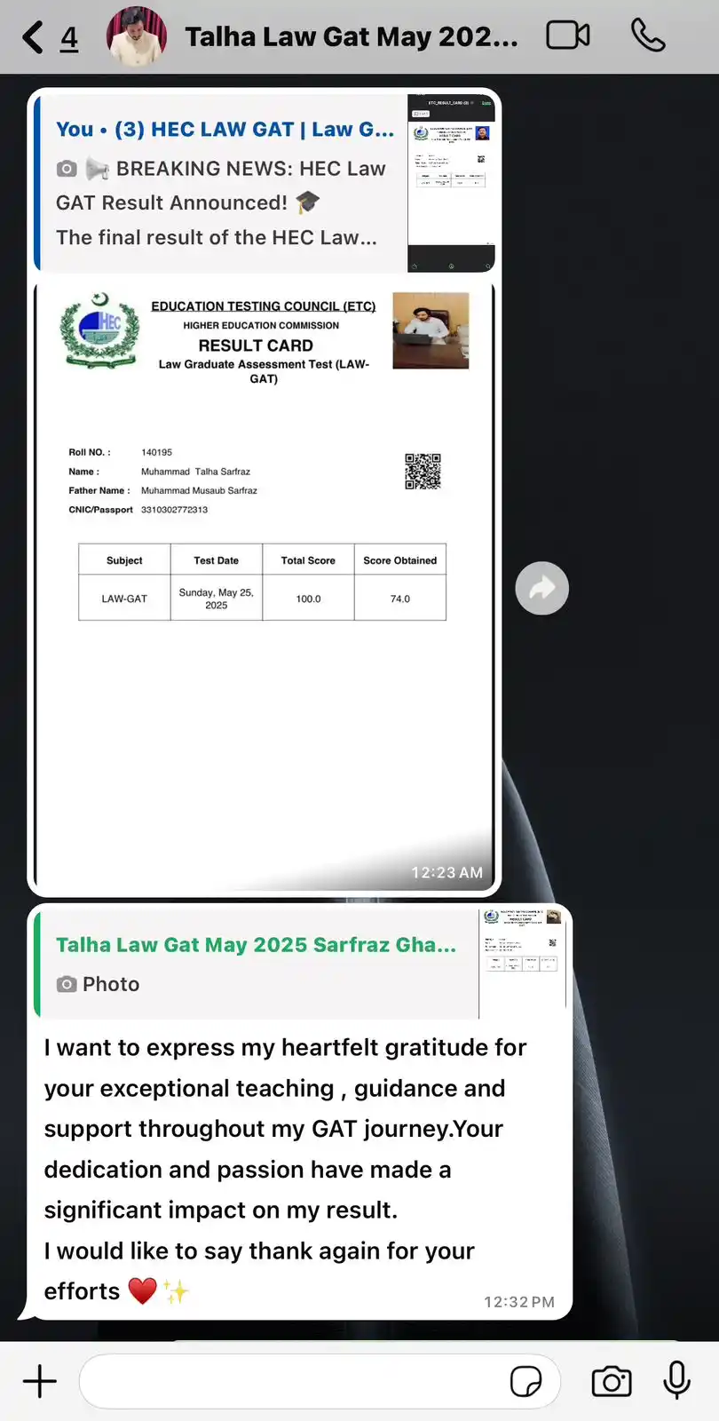 Image from TIPS LAW ACADEMY AND EDUCATIONAL CONSULTANTS: Congratulations Talha! ❤️ All praise to Allah Almighty — we’re proud t...