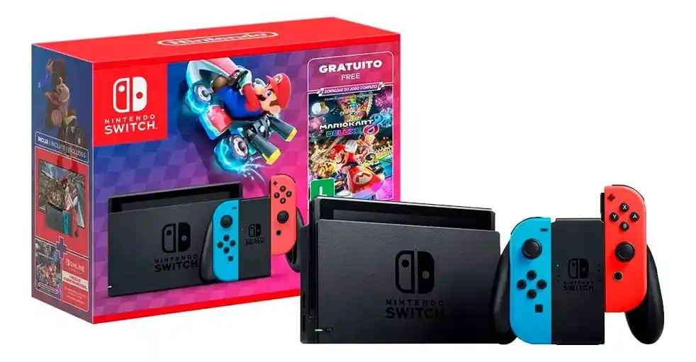 Image from AnruTech - Promoções: 🔥 Console Nintendo Switch 32GB V2 Com Jogo Digital Mario Kart 8 Delux...