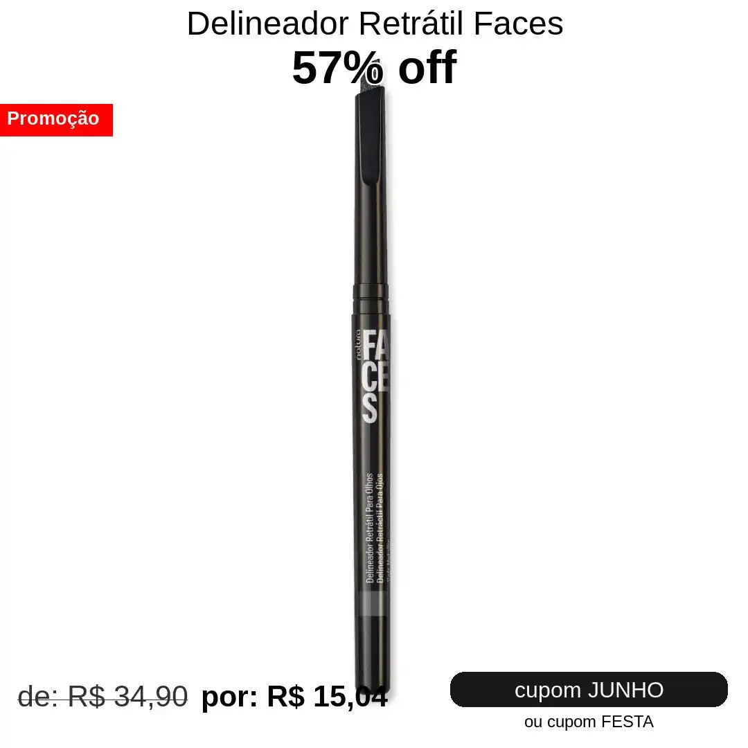 Image from 🛍 Adoramos Descontos 🛒Helium Marcos VIP: 🛍 *Delineador Retrátil Faces - 57% OFF!* 💵 de ~R$ 34,90~ *| Por R$ 1...