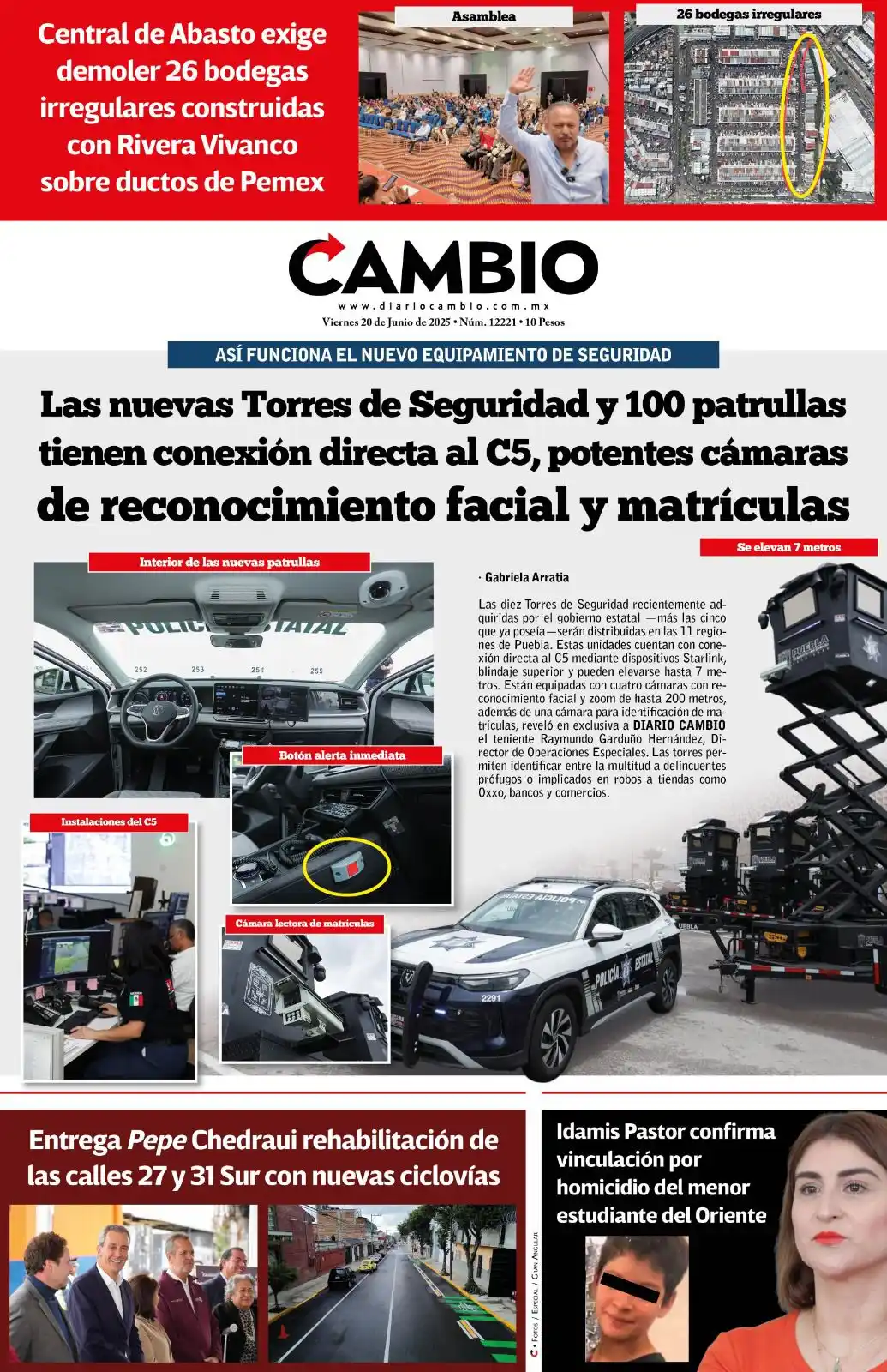 Image from Diario Cambio: 😎📰 ¡Excelente fin de semana!... Esta es la portada de hoy   🚔Las nu...