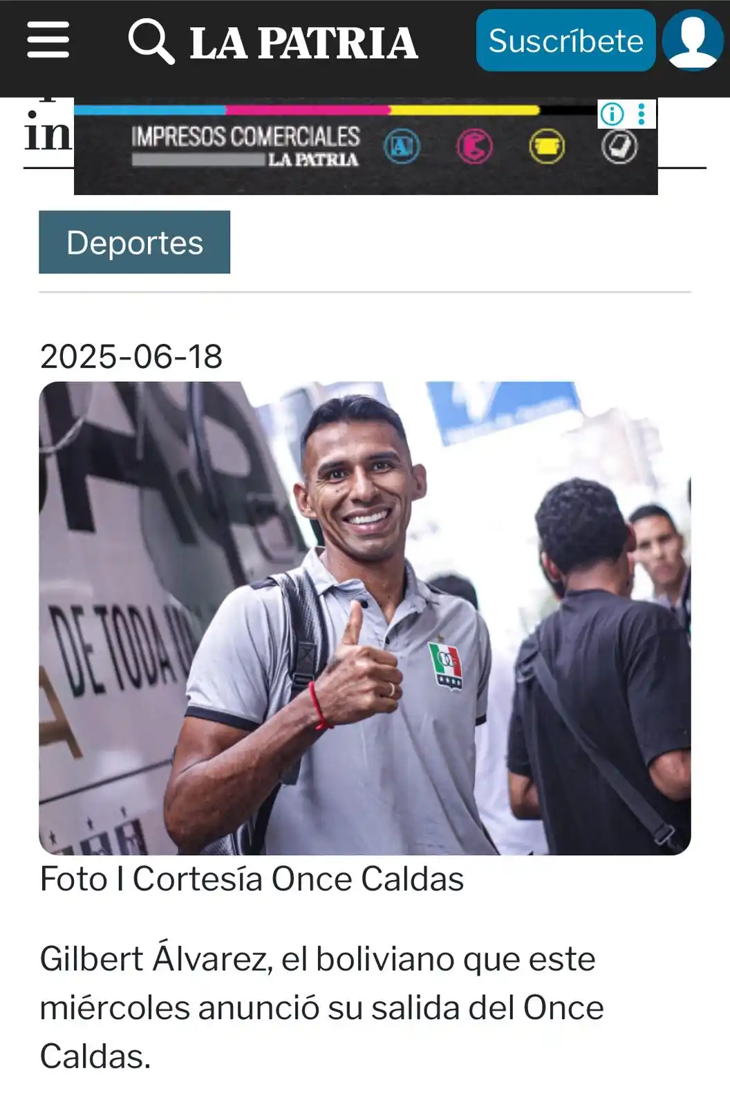 Image from Soy Refinero Noticias💚: 🔁 GILBERT ÁLVAREZ YA NO PERTENECE A ONCE CALDAS  Desde Colombia se co...