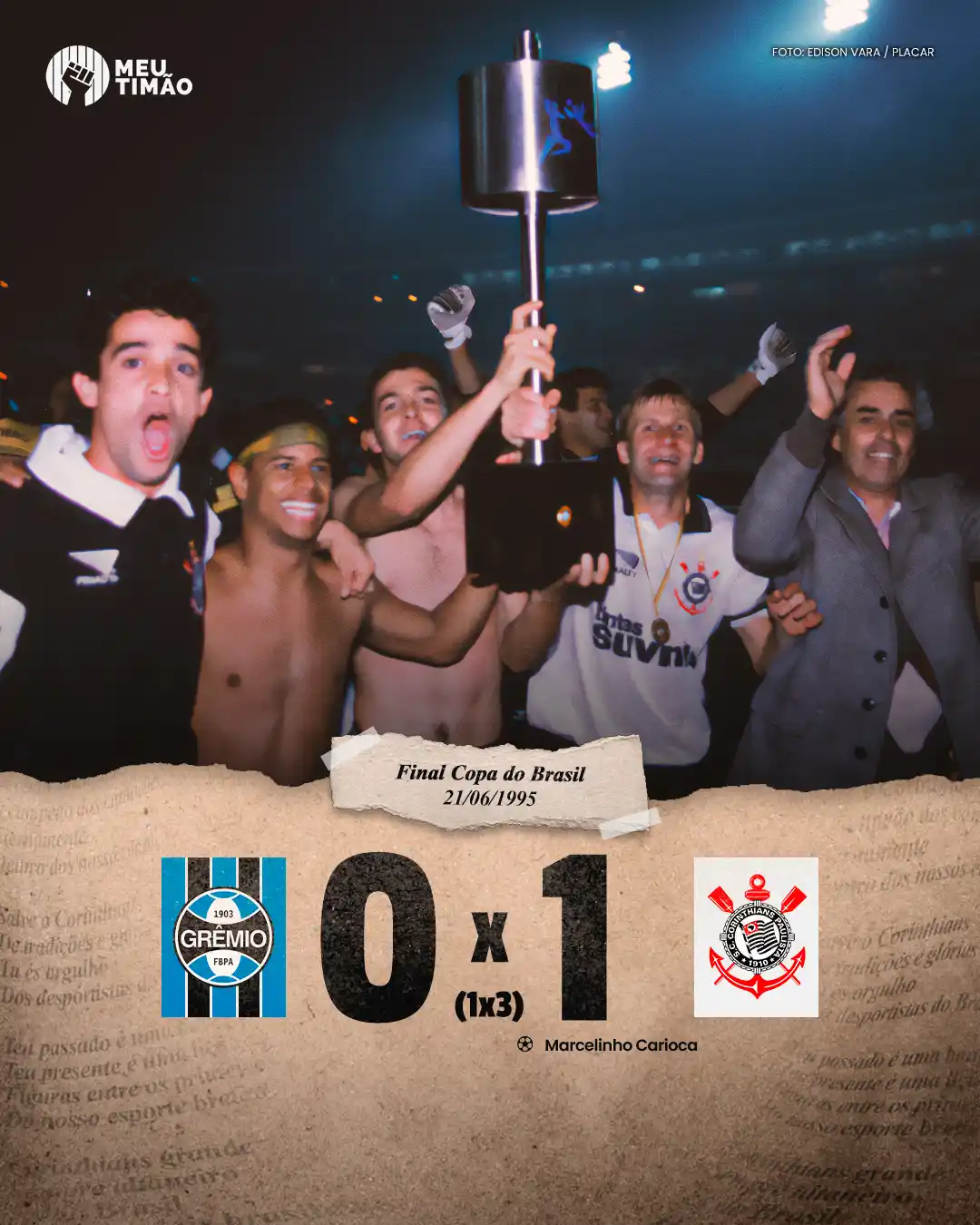 Image from Corinthians | Meu Timão: Há 30 anos, o Corinthians vencia o Grêmio no Olímpico e conquistava pe...