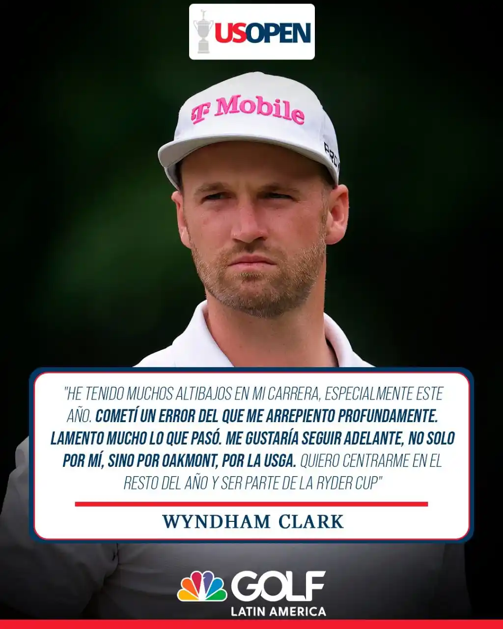 Image from Golf Channel LA: ¿Habrá aprendido la lección? 👀  Esto fue lo que dijo Wyndham Clark tr...