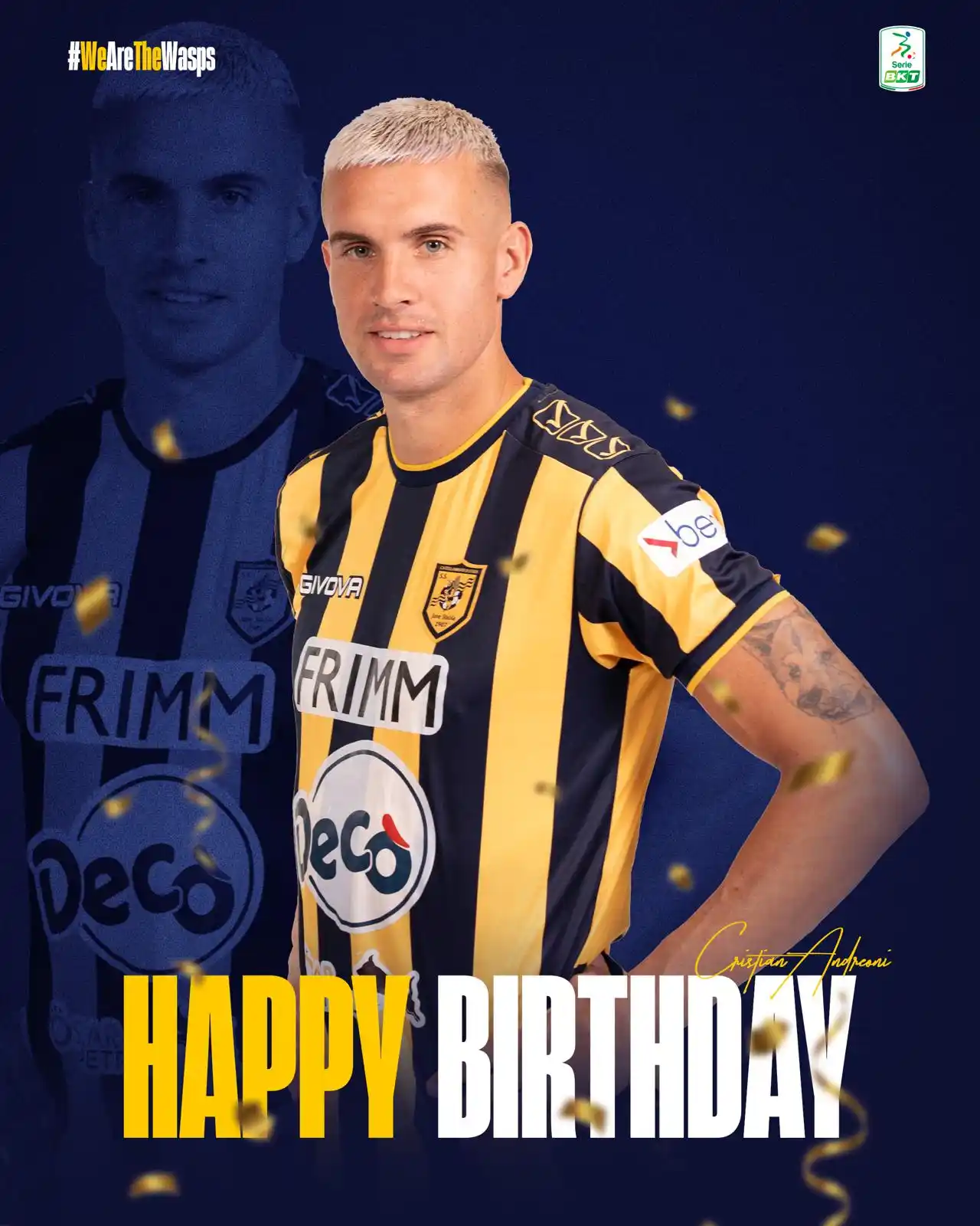 Image from S. S. Juve Stabia 1907 - Official Channel: Happy Birthday, Cristian 🎂🎉💛💙  <a class="text-blue-500 hover:under...