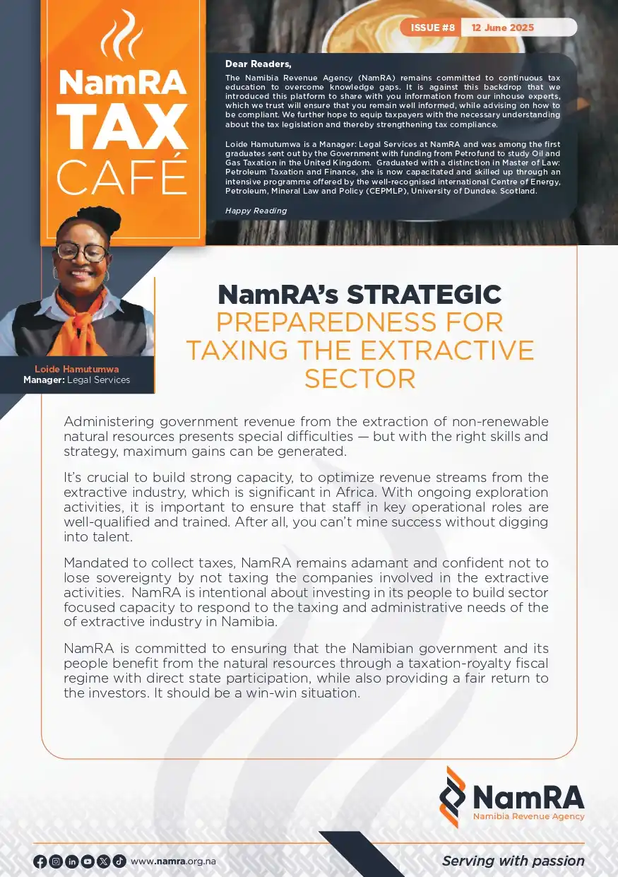 Image from Namibia Revenue Agency - NamRA: Here’s the latest edition of the NamRA Tax Café focusing on our prepar...