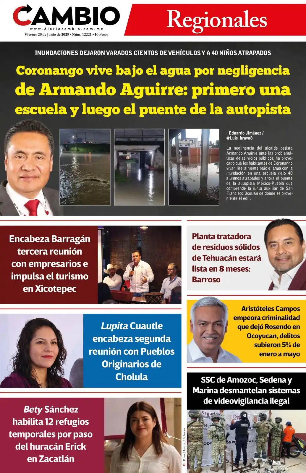 Image from Diario Cambio: Hoy en CAMBIO Regionales | Esta es la portada 👇🏻📰  🌊Coronango vive...