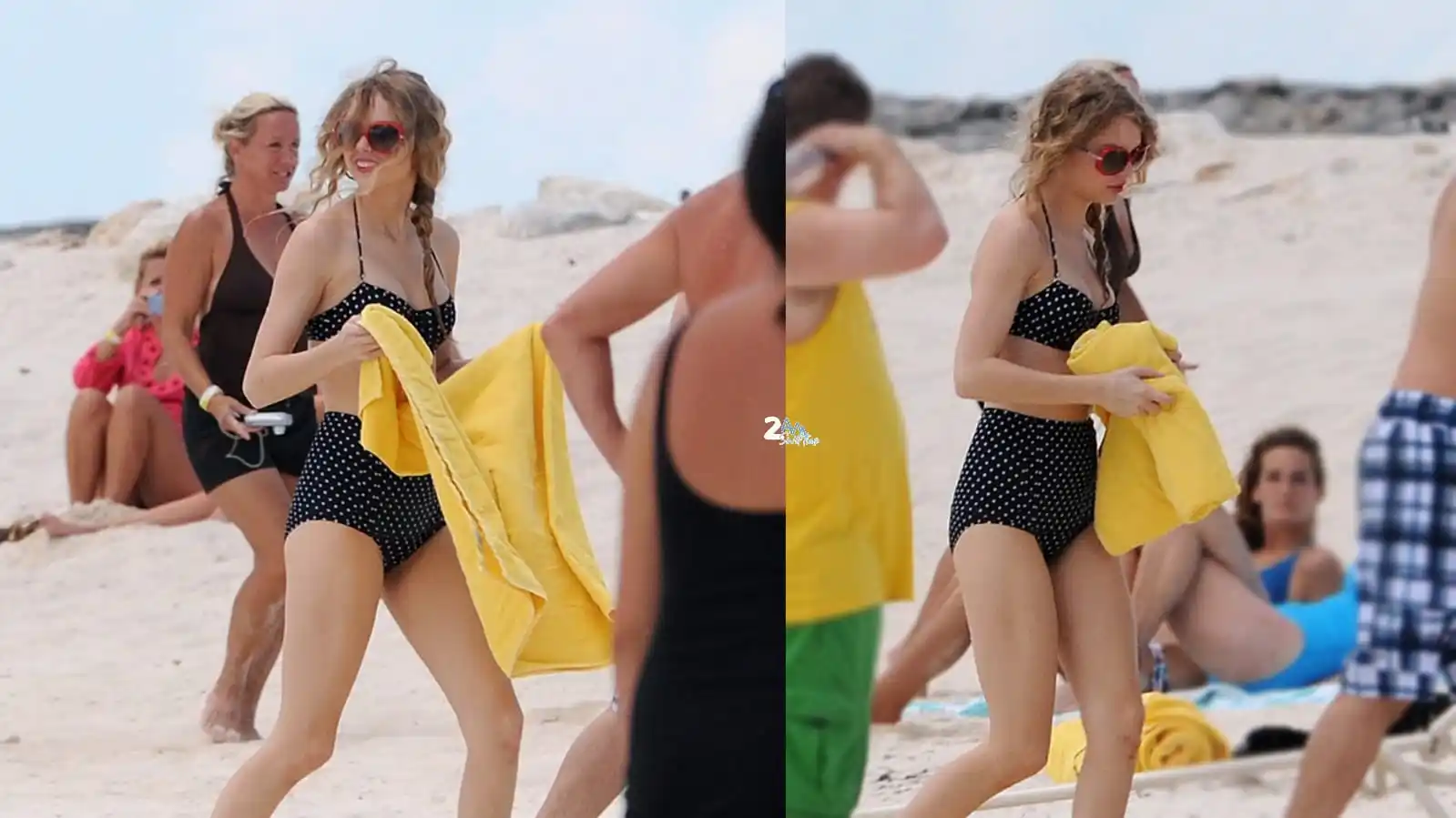 Image from ᨧ 🗽 .  𝟮𝗔𝗠 𝖲աiftiᧉs ꒱꒱: 🔙 • Hoy hace 15 años, Taylor Swift en una playa de las Bahamas.  🏖️ ...