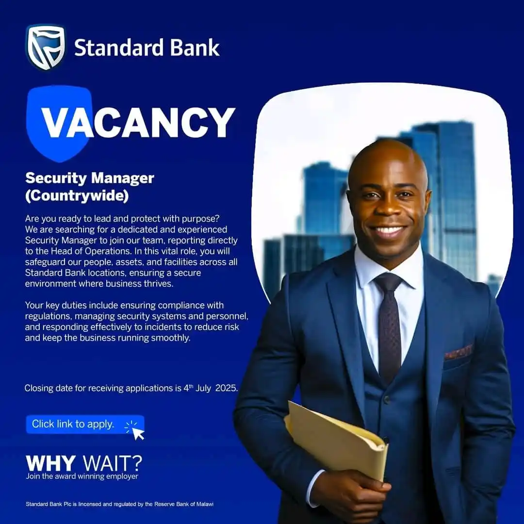 Image from ONLINE JOB VACANCIES: *Job Title: Security Manager@ Standard Bank*   We are looking for a fo...