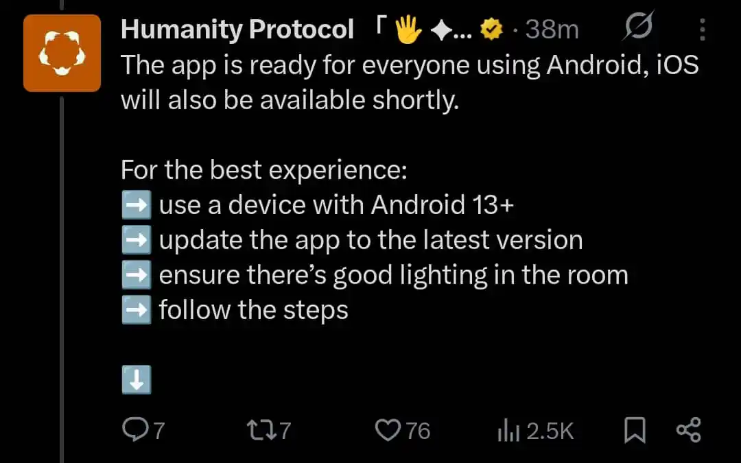 Image from Crypto, Airdrop & Stock Updates: *JUST IN: Humanity Protocol palm scan app is now available for everyon...